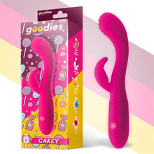 Load image into Gallery viewer, VIBRADOR PUNTO G Y CONEJITO USB SILICONA FUCSIA CAKEY
