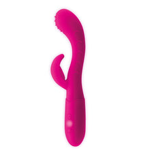 Load image into Gallery viewer, VIBRADOR PUNTO G Y CONEJITO USB SILICONA FUCSIA CAKEY
