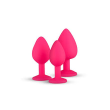 Cargar imagen en el visor de la galería, SET 3 PLUG ANAL CON CRISTAL SILICONA ROSA - Spicyandlove
