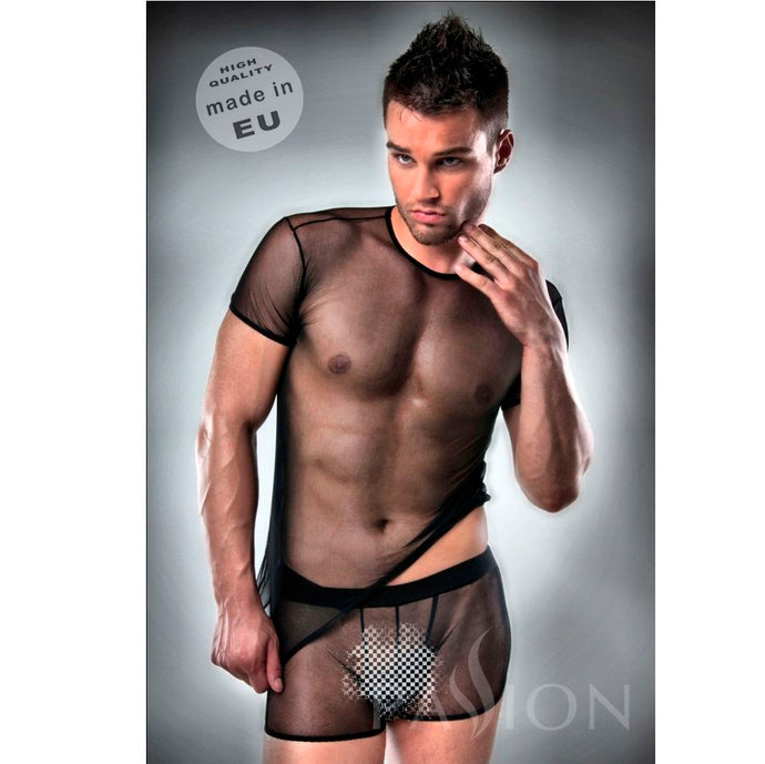 T-SHIRT + UNDERWEAR NEGRO TRANSPARENTE BY PASSION S/M