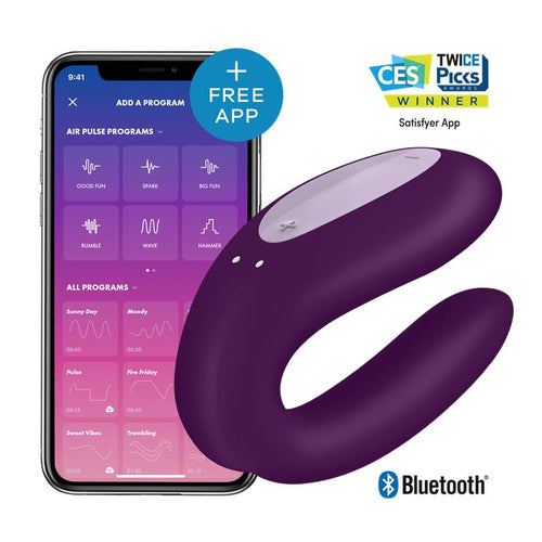 VIBRADOR PARA PAREJAS CON APP DOUBLE JOY VIOLETA SATISFYER - Spicyandlove