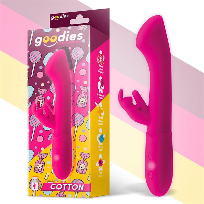 VIBRADOR PUNTO G Y CONEJITO USB SILICONA FUCSIA COTTON